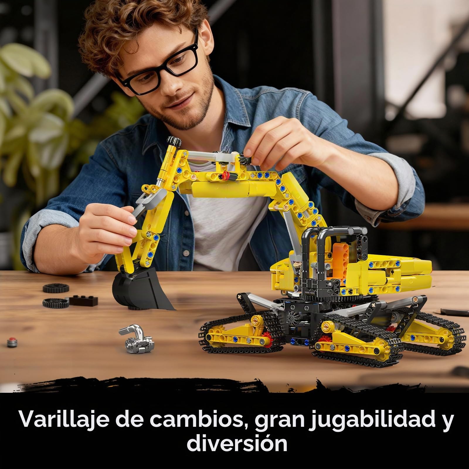 Mould King 17076 Technik Excavadora, Modelo de Excavadora de orugas, Modelo de camión motorizado, Bloques de construcción para niños y niñas a Partir de 14 años (versión estática)