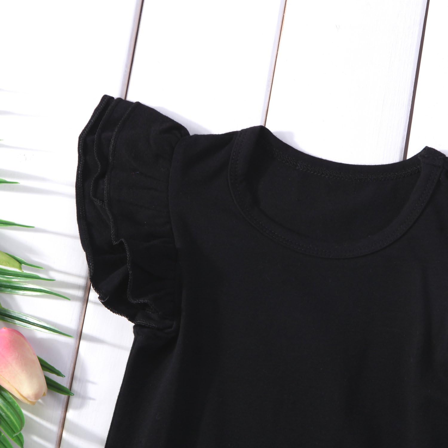 Mubineo Infant Baby Girl Basic Ruffle Short Sleeve Cotton Romper Bodysuit Tops Clothes - Image 7