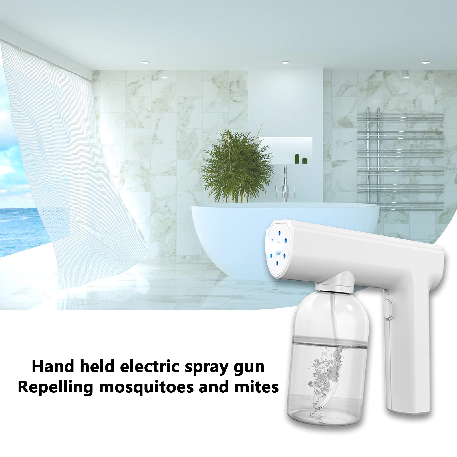 Nano atomizzazione disinfettante pistola a spruzzo, senza fili luce blu sterilizzazione vapore macchina nebbia (bianco)