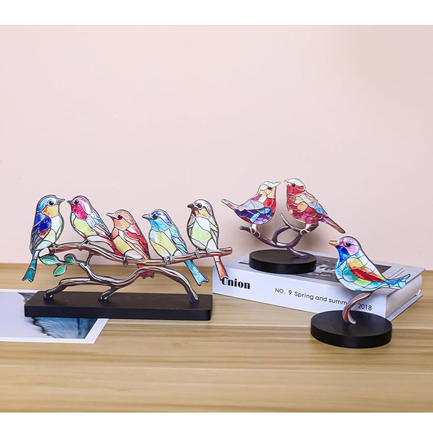 Amazon.co.jp: [SSUPTEMBER2] 鳥 ステンドグラス カラフル 木製