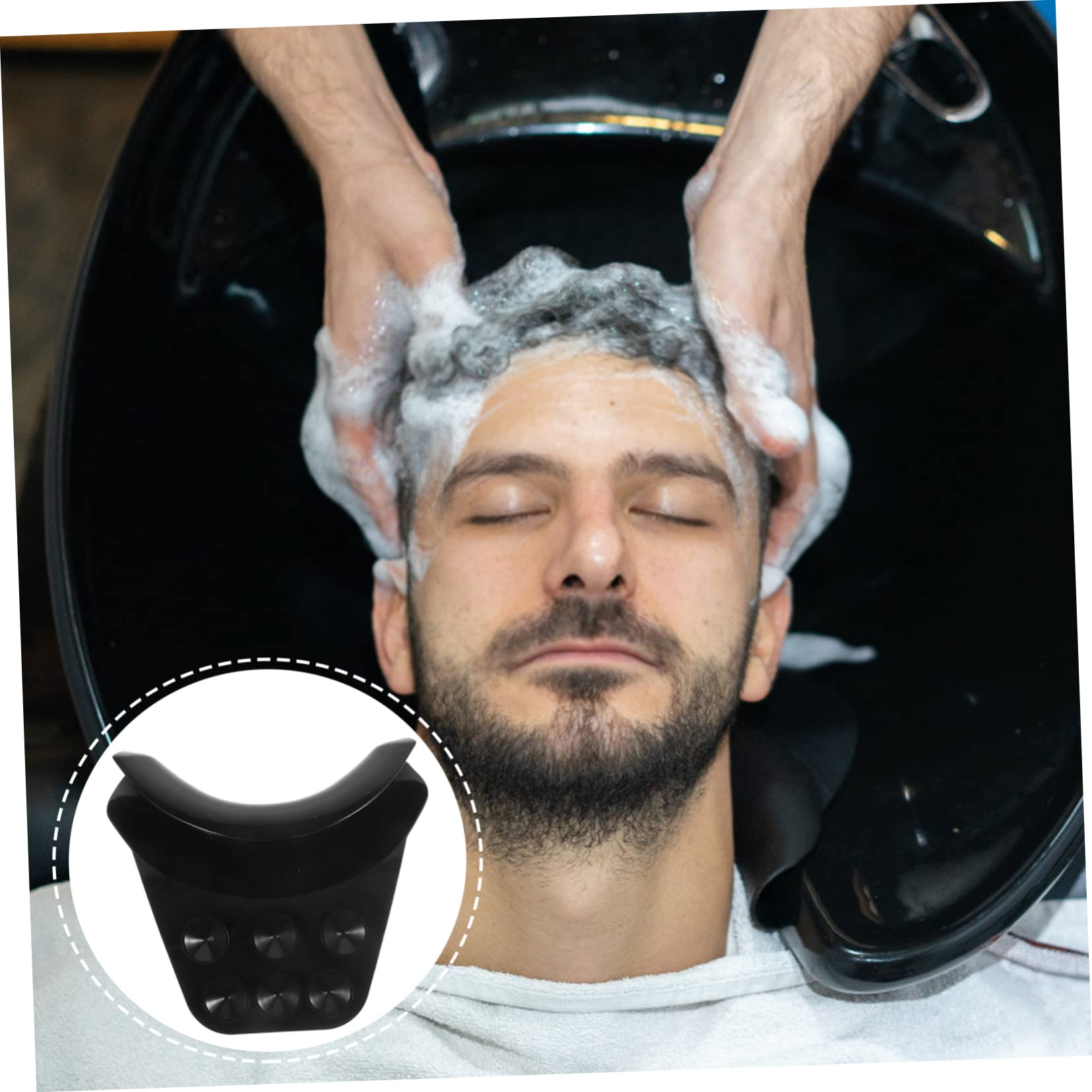VALICLUD 3 Pièces Oreiller Shampooing Coussin Repose-Nuque Oreiller De Cou pour Le Lavage des Cheveux Repose-Nuque De Salon Repose-Nuque en Silicone Gel De Silice Black