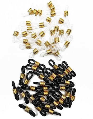 Miniatura 4 de 60 unidades de conectores de goma antideslizantes de color negro y blanco translúcido para cadena de gafas, collar y cadena, Oro