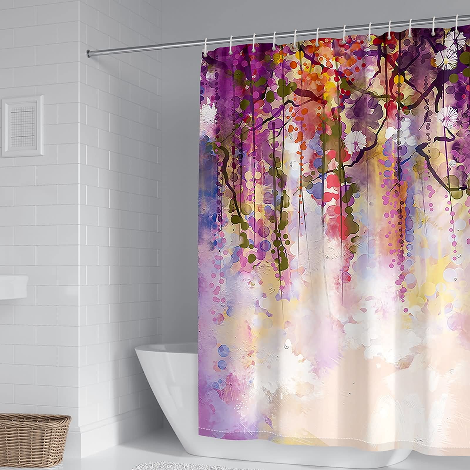 Rideau de douche anti moisissure KnSam fleurs de glycine polyester 150x200