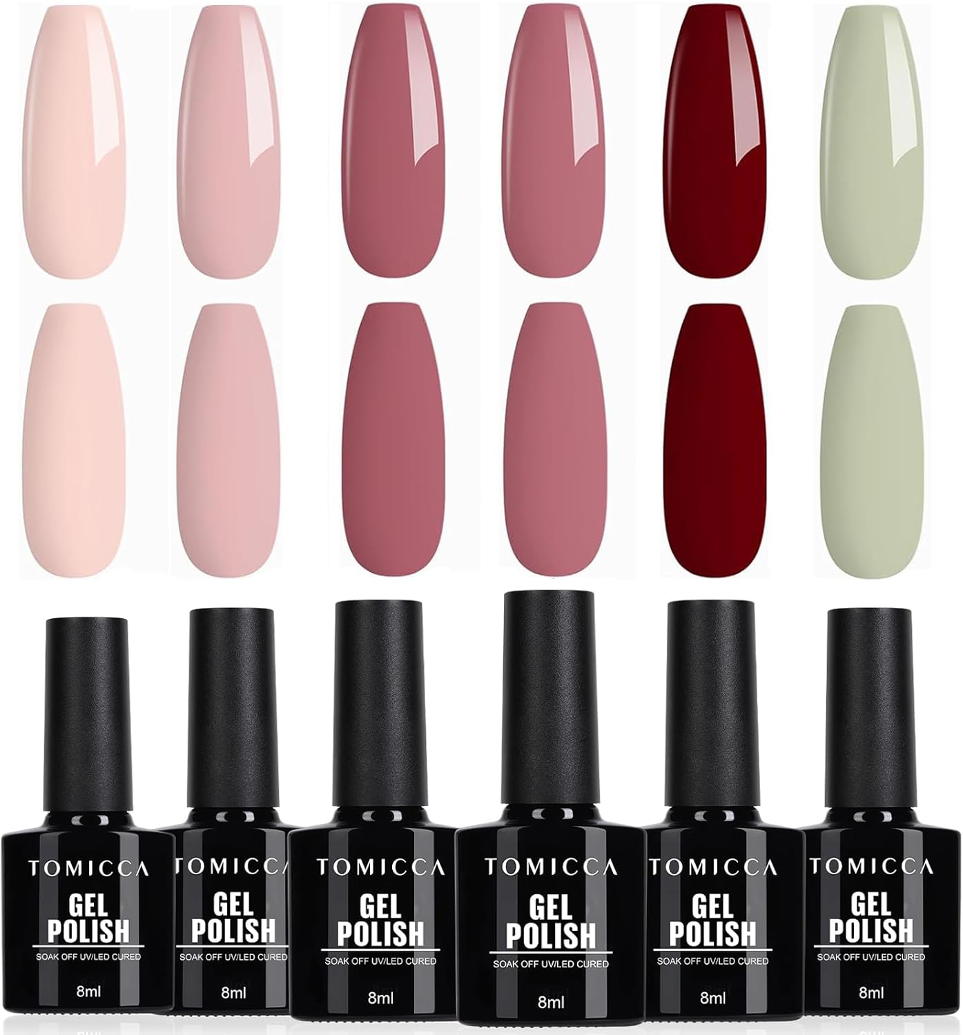 TOMICCA Gel Nail Polish Set，6 x 8ml Gel Polish kit，UV kleur UV Gel Nagel set，voor nagel ontwerp geschenk set
