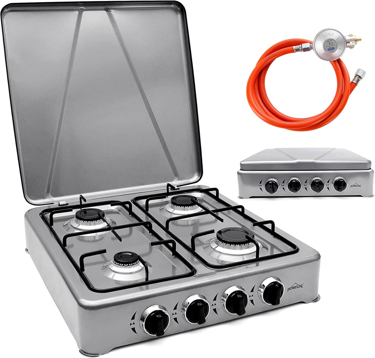 HOMELUX 4-Burner Outdoor Gas Stove with gas hose and regulator
