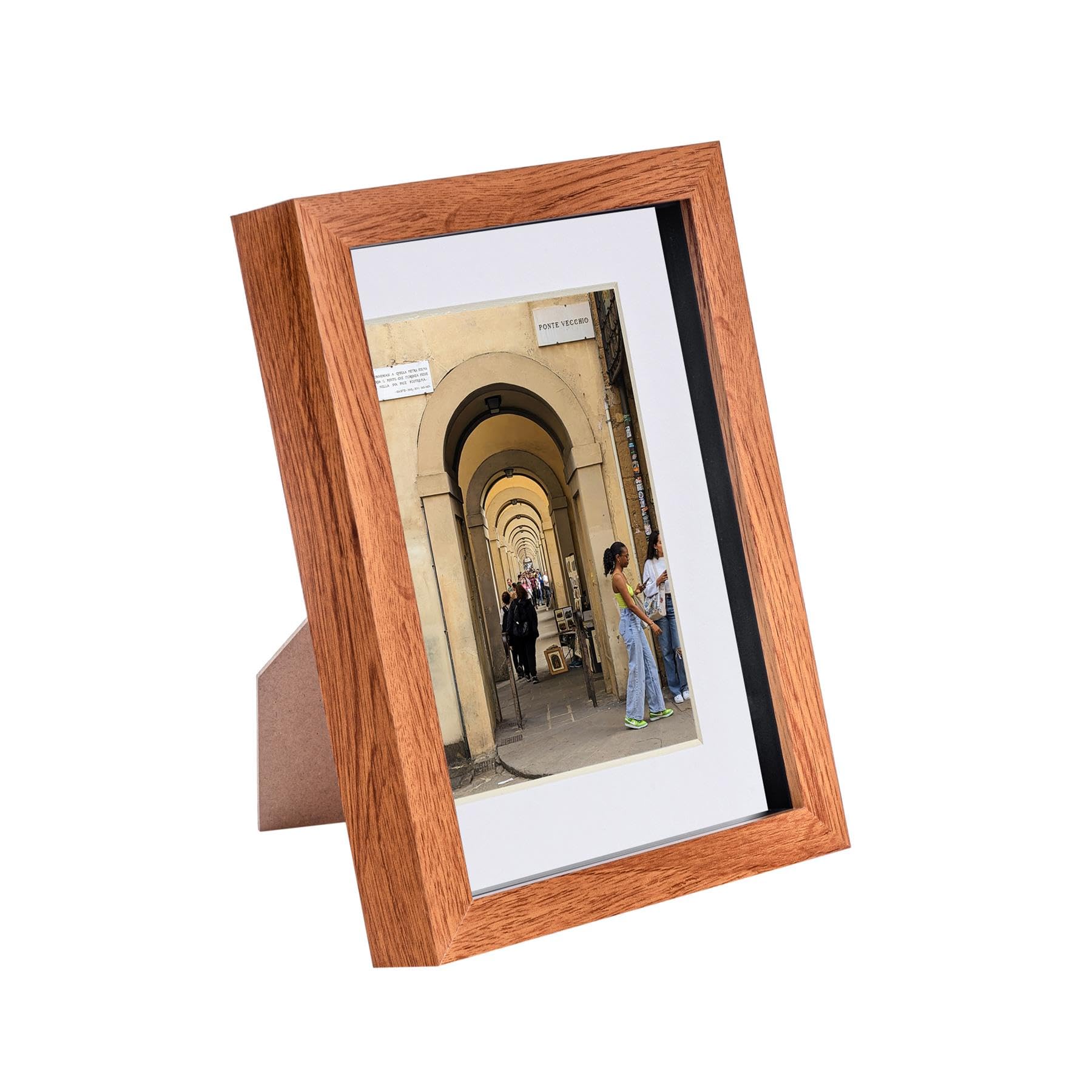 Nicola Spring Dark Wood 3D Shadow Box Photo Frame - A5 (6 X 8") - 3D Photo Frame Picture Frame Memory Box Display Case For Photos, Memorabilia, Artworks, Crafts, Decoration, 4 X 6" Mount