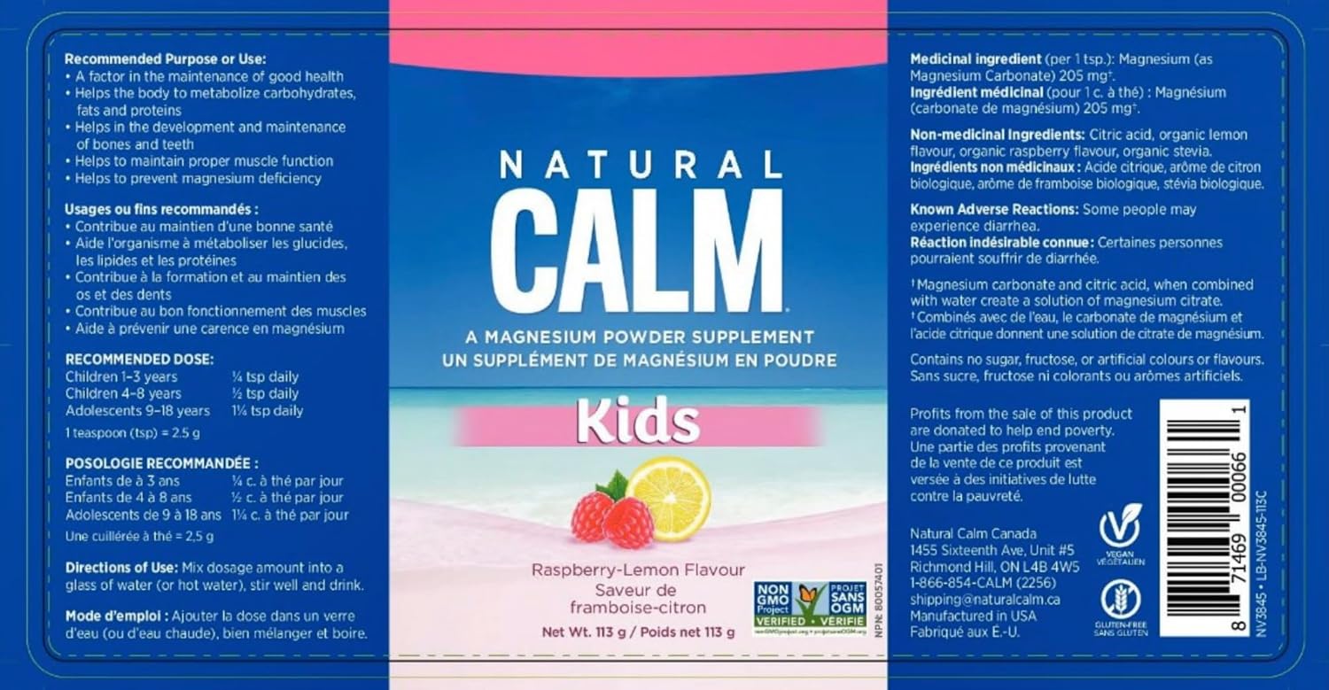 NATURAL VITALITY Magnesium Citrate Powder Kids Calm, 113 GR