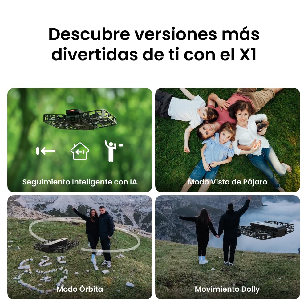 HOVERAir X1 Dron con Cámara, Drone de Bolsillo con Video HDR, Despegue de la Palma, Rutas de Vuelo Inteligentes, Modo Sígueme, Mini Dron con Control Manos Libres, Negro (Combo)