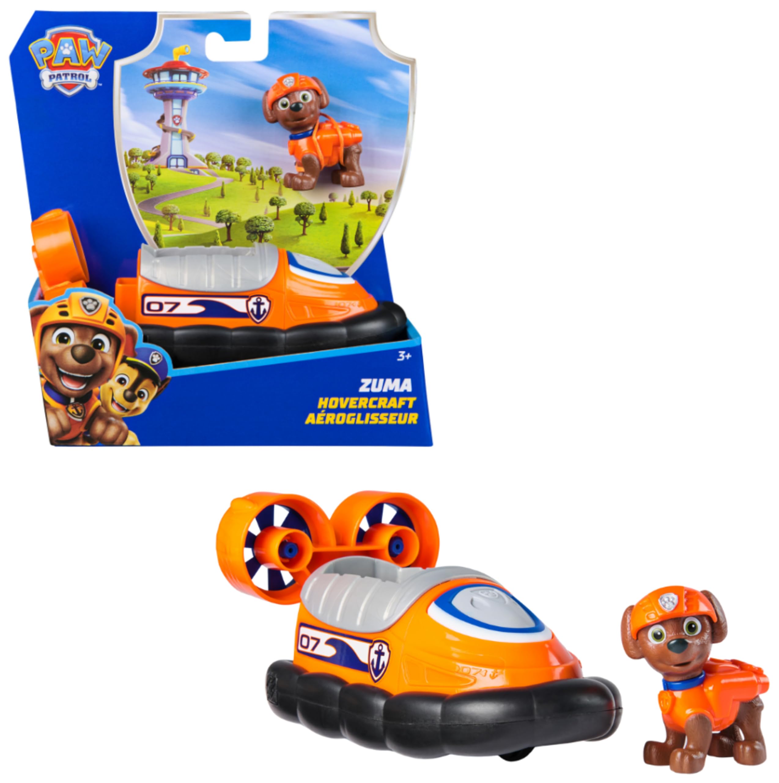 PAW PATROL - Zuma-Figur mit Luftkissen-Boot, stabiles Basis-Fahrzeug , authentisches Spielzeug zur Serie für Kinder ab 3 Jahren - 2