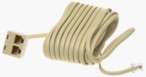 Leviton C2427-25I 25-Foot Phone Line Dual Extension Cord, Color Ivory