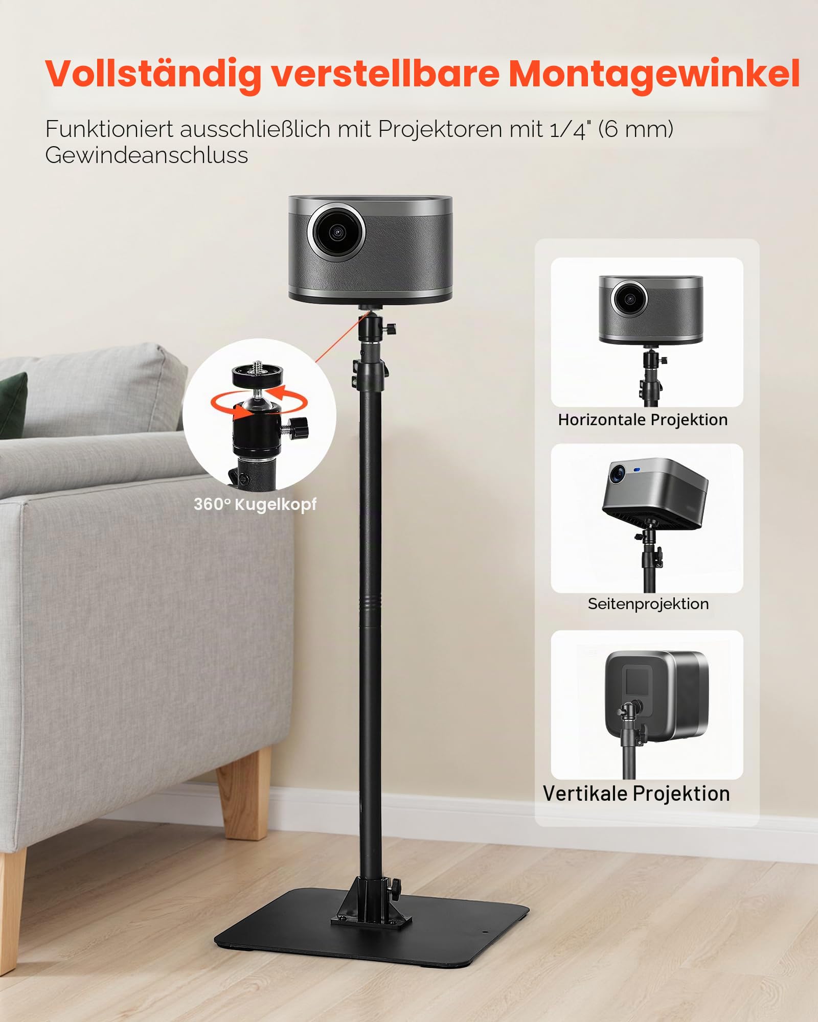 VEVOR Projektorständer Beamer Ständer höhenverstellbar 72-157 cm, 360° horizontal drehbarer Bodenständer für Projektor, multifunktionale Halterung für Meetings, Filme im Freien 30 x 40 x 157 cm