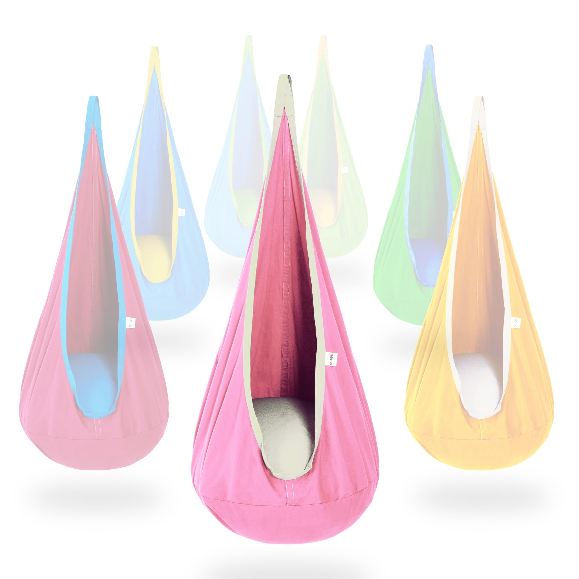 OUTREE Kids Pod Swing Seat, Cotton Child Hammock Swing Chair,Sensory Swing for Indoor and Outdoor Use, Pink