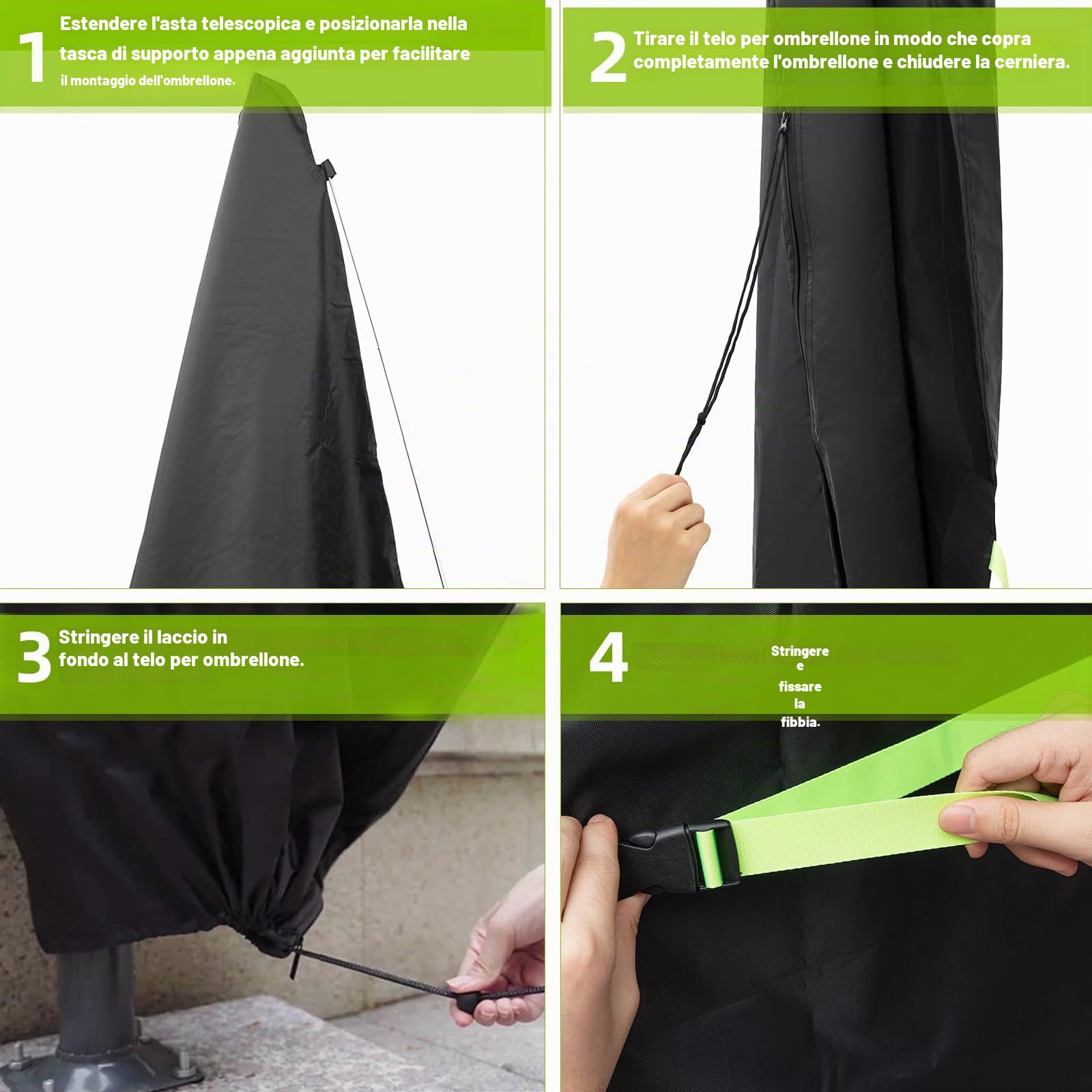 GEMITTO Copertura Protettiva per Ombrellone (Diametro 2-4 m) da Giardino Impermeabile, con Cerniera Impermeabile (280 x30/81/45cm, 420D)