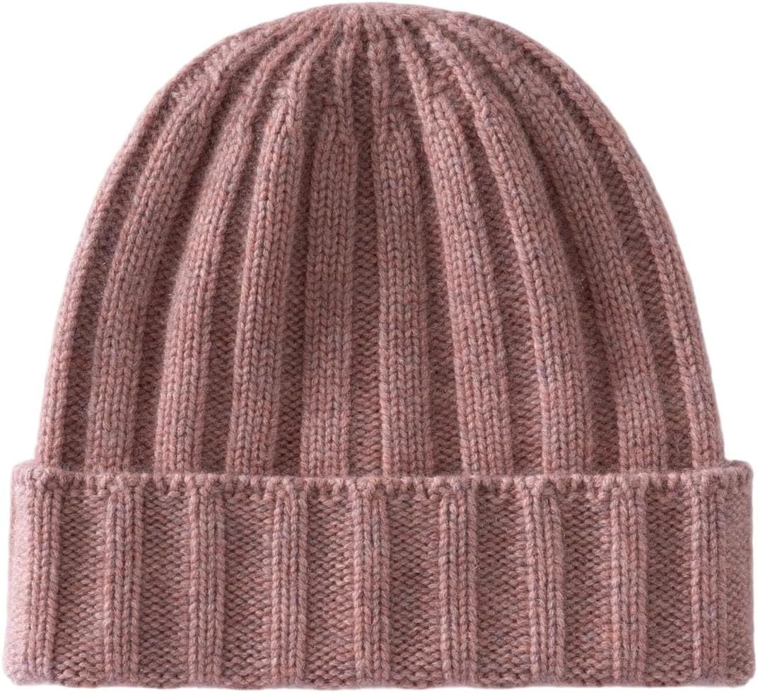 Solid Color Cashmere Beanie Unisex Ribbed Knitted Thicken Men Women Outdoor Casual Warm Hat