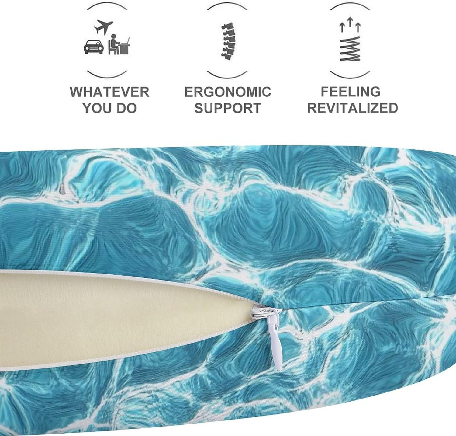 Glass Sea Water Memory Foam Pillows U Shaped Travel Neck Pillow