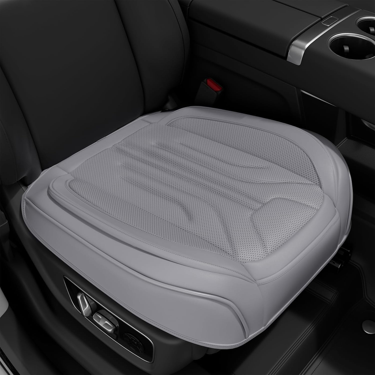 Car Seat Covers Front Seat Bottom Covers,Anti-Slip and Wrap Around Automotive Seat Covers,Universal Luxary Leather Car Seat Cover Fit for 95% Vehicles (Bottom-Grey, 1PC)