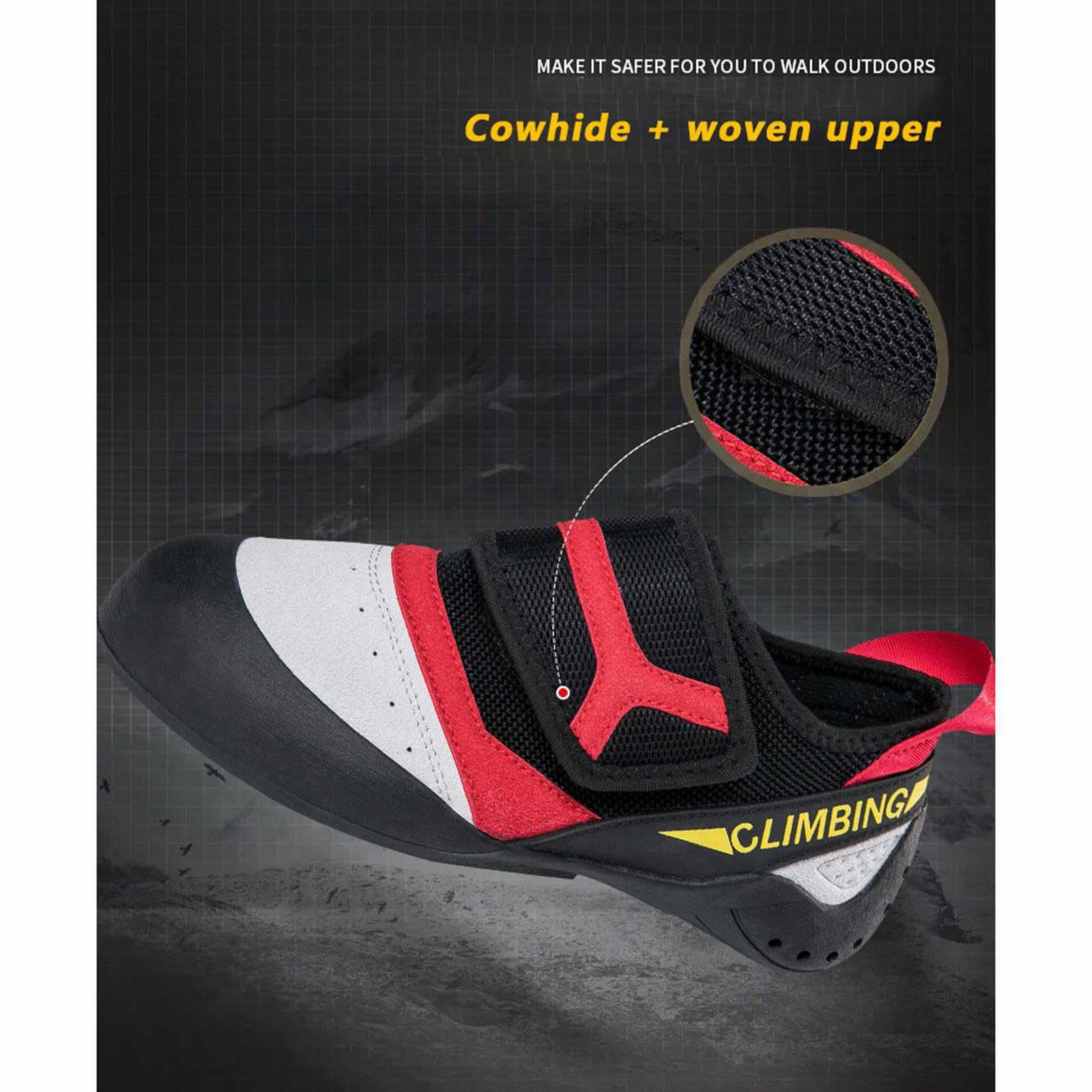 Pies de gato unisex para adultos,pies de gato profesionales,zapatillas ligeras,antideslizantes y transpirables,fáciles de poner y quitar,adecuados para gimnasio y escalada en roca.