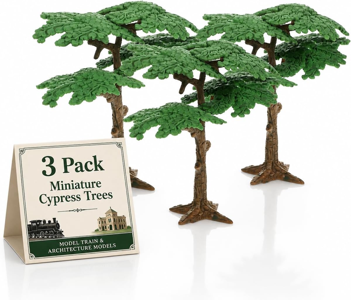 NUOBESTY Realistic Model Trees, 3Pcs Miniature Cypress Trees with Hand-Assembled Leaves for HO Scale Train Scenery, Diorama Supplies, Architecture Models, DIY Crafts, Landscape Scene Decoration