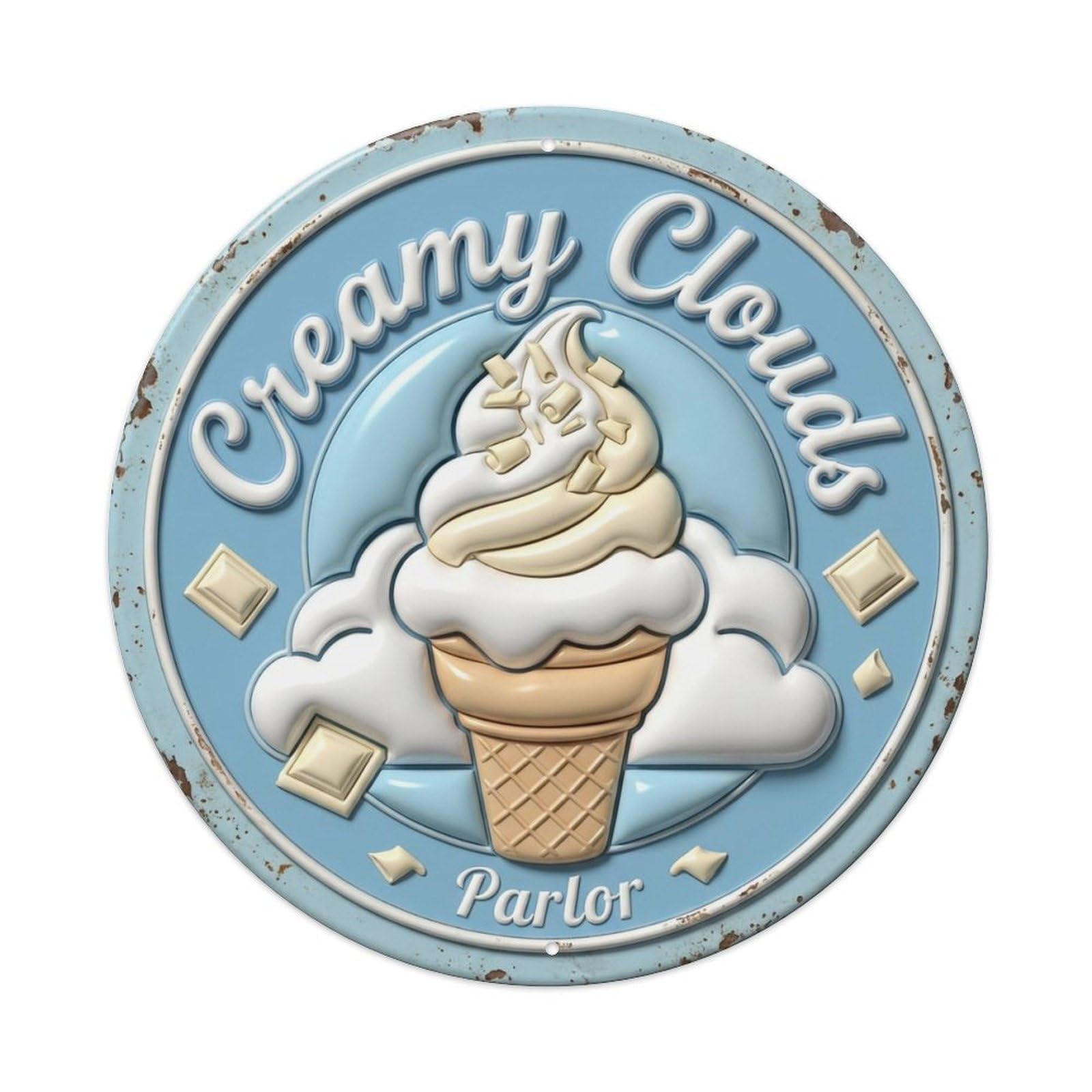 Creamy Clouds Parlor Nostalgia Metal Tin Sign
