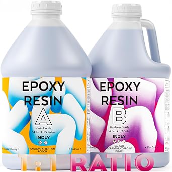 INCLY 1 Gallon Epoxy Resin Kit - Crystal Clear, Bubbles Free, UV Resistant, Food Safe for Coating & Casting, Table Top, Wood, Jewelry, Mica Pigment Powder, Art, Craft, 11 Ratio
