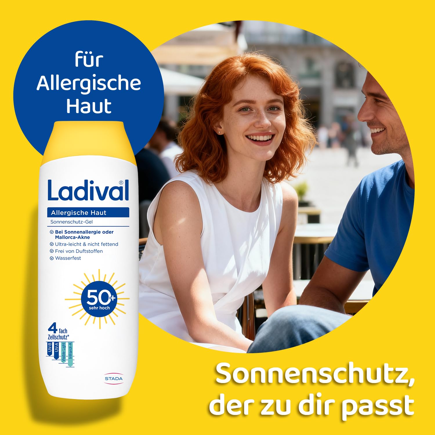 Ladival® Gel protettivo solare per pelli allergiche, SPF 50+, per il corpo in caso di allergie solari e acne di Maiorca, impermeabile, con protezione cellulare a 4 strati, 250 ml