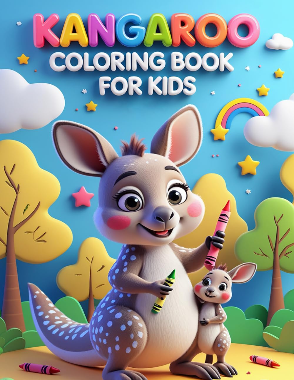 Kangaroo Coloring Book for Kids : Easy and Cute Kangaroo Designs to Color