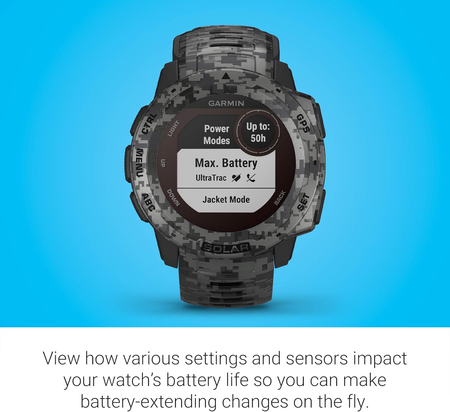 garmin instinct solar rugged outdoor smartwatch with solar charging capabilities built in sports apps and health monitoring graphite camo