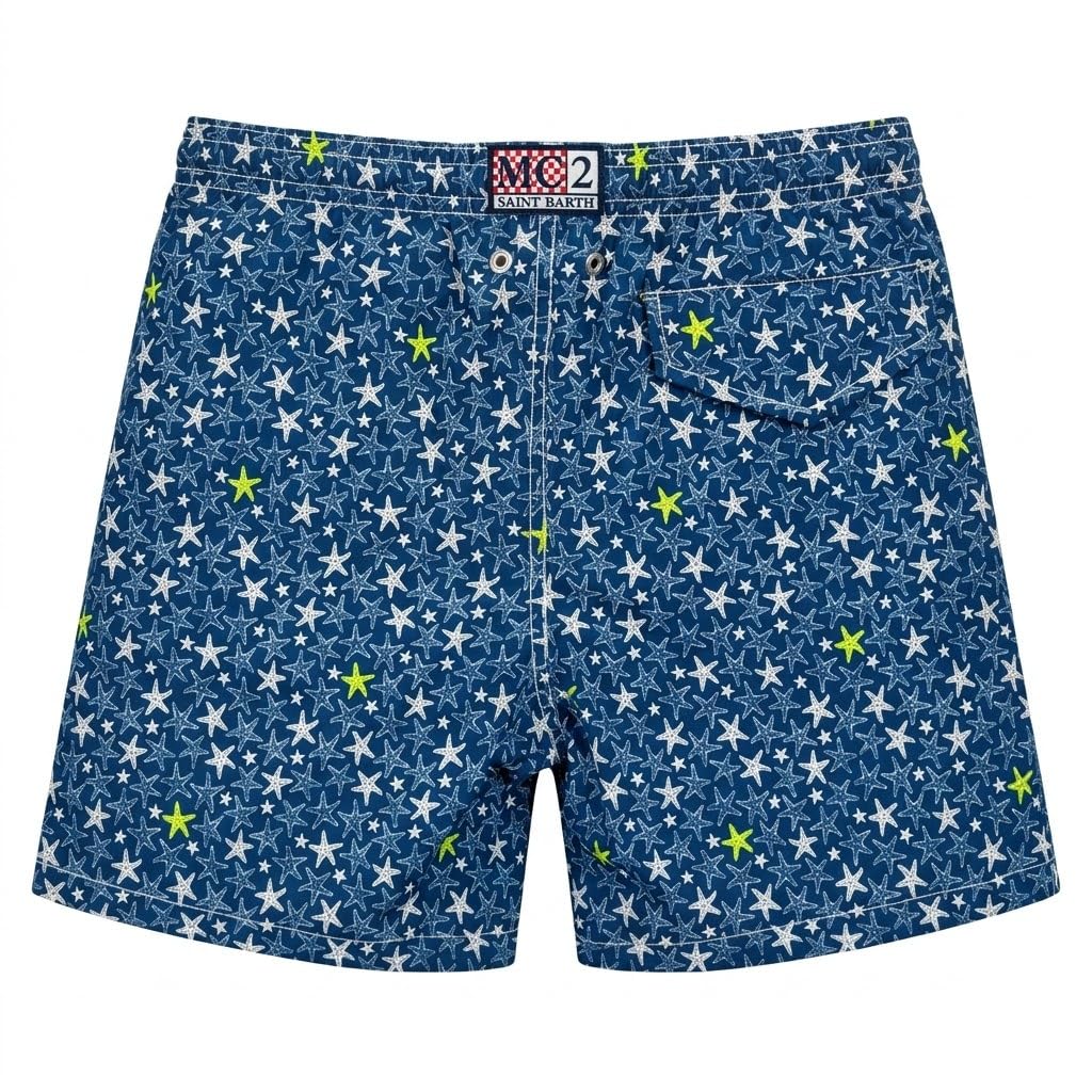 Saint Barth MC2 Costume Boxer Mare Jean Lighting Blu con Stampa Stelle Marine