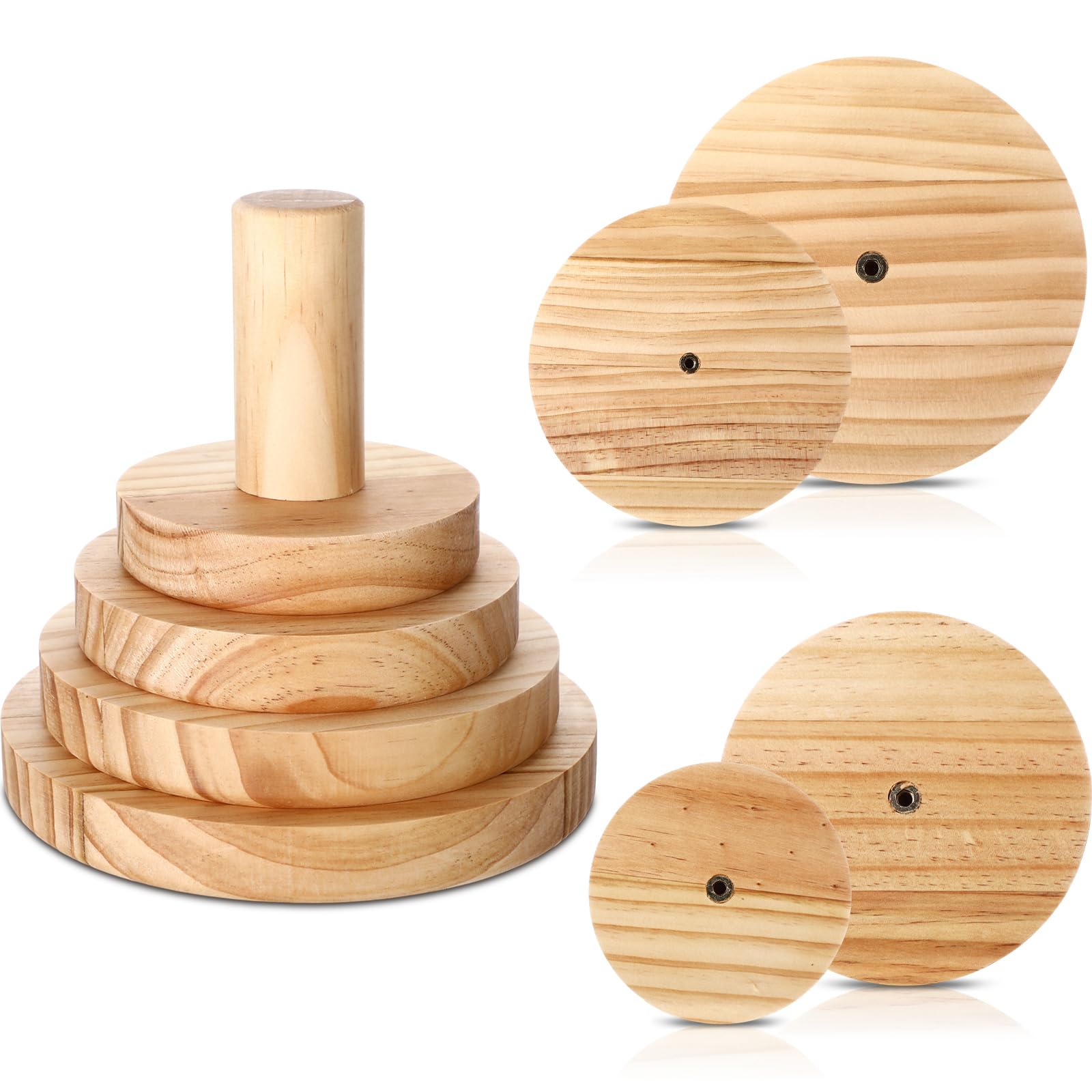 Doublefill 4 Pack Pottery Molds Plaster Molds Wood Pottery Tools with Handle for Ceramic Top Forms DIY Bowls Plate Dish Slump Press Art Making(Round,4.5'' 5.5'' 6.5'' 7.5'' Thickness 1'')-image-10