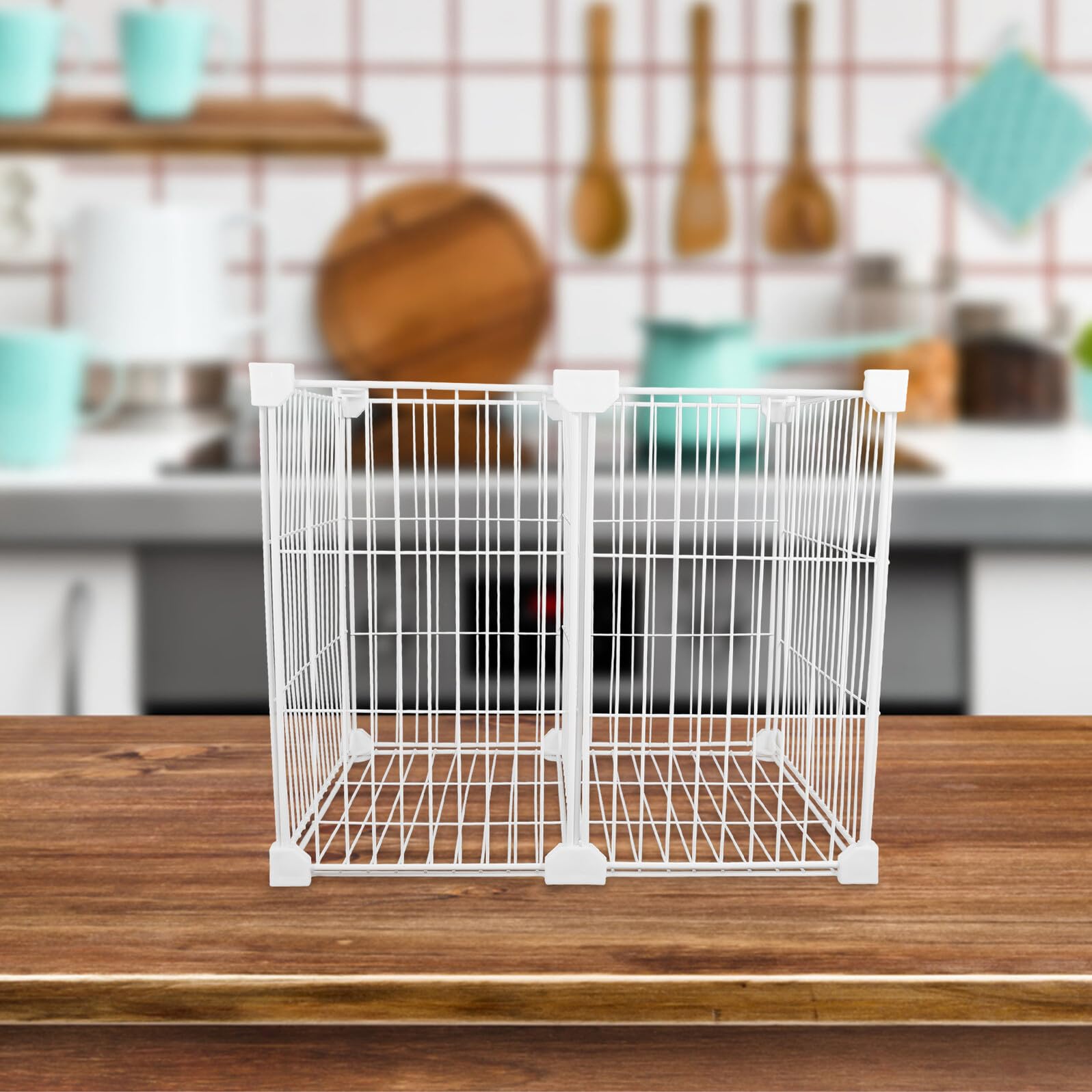 Organizador de Congelador Horizontal de Alambre Metálico Resistente Cesta 2 Compartimentos y Base Integrada para Almacenamiento de Alimentos Verduras y Frutas Tamaño 36X30X30