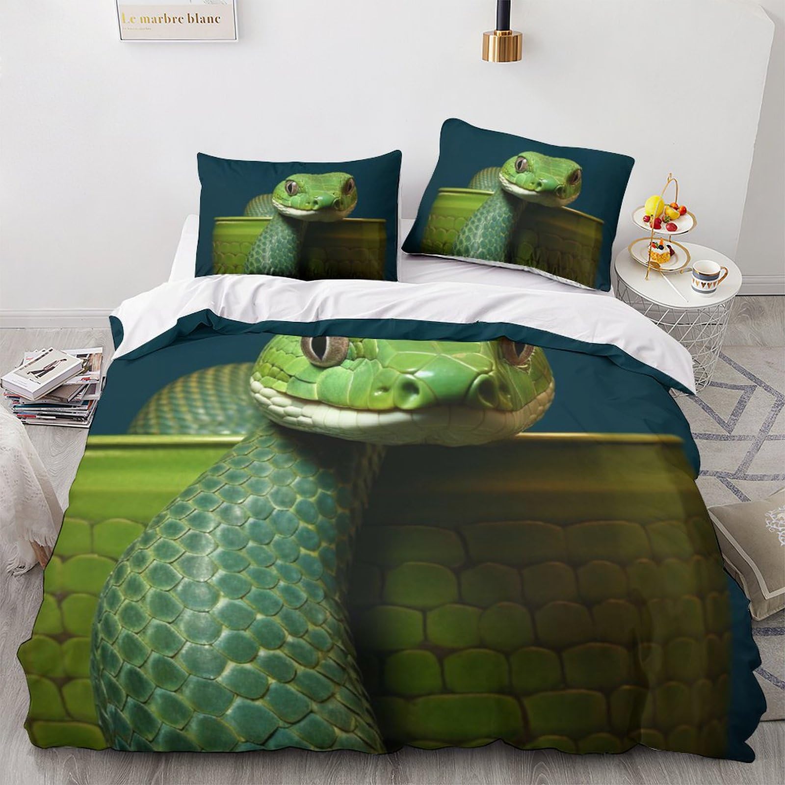 Housse de couette impression 3D serpent haut de gamme en microfibre fine King Size