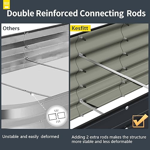 Miniatura 47 de Kesfitt Kit de cama de jardín elevada galvanizada, cajas de metal 7 en 1 de 18 pulgadas de alto con bordes de seguridad, 8 x 2 x 1.5 pies modulares