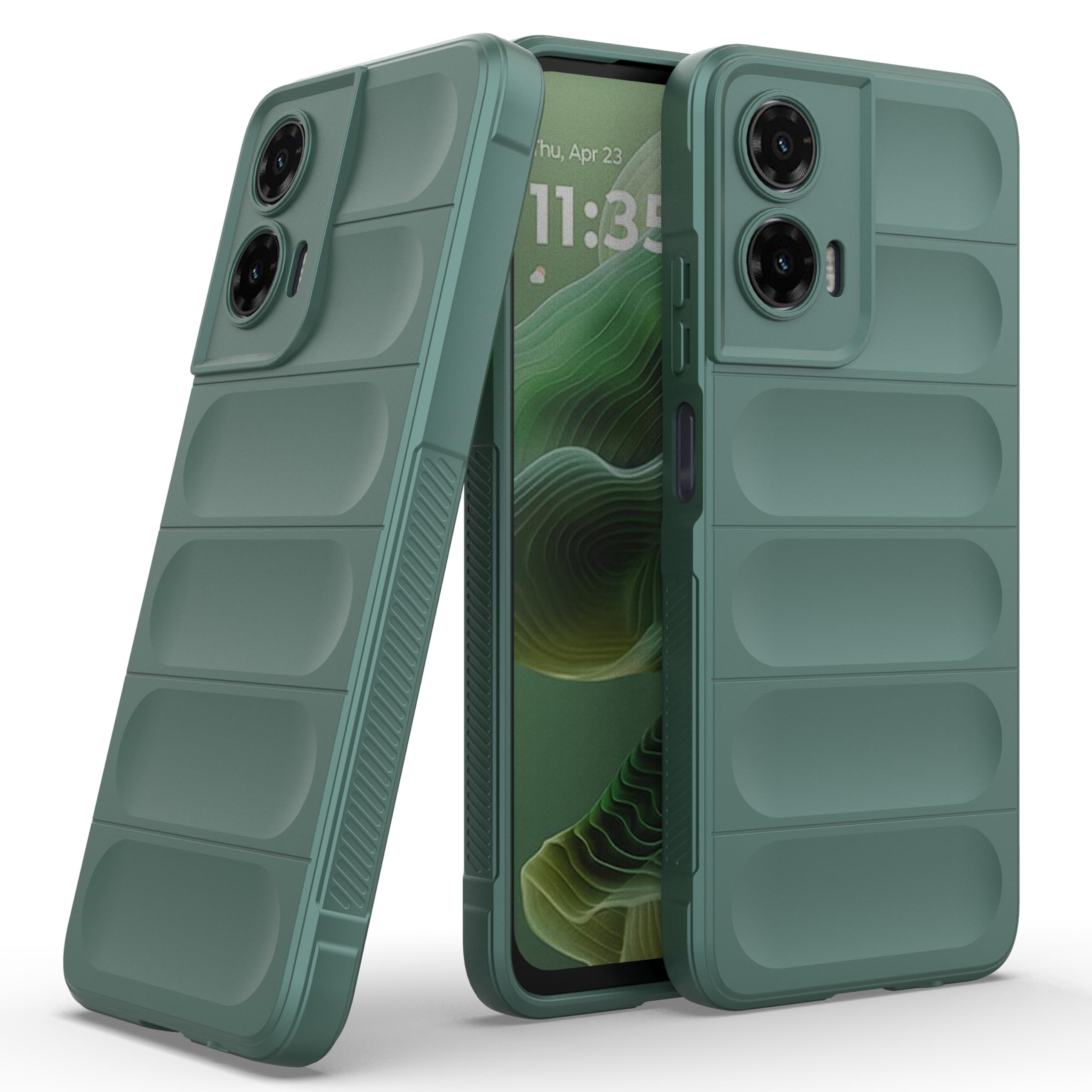 Zapcase Back Case Cover for Moto G35 5G | Compatible for Moto G35 5G Back Cover | Liquid Silicon Magic Case with Camera Protection | Dark Green