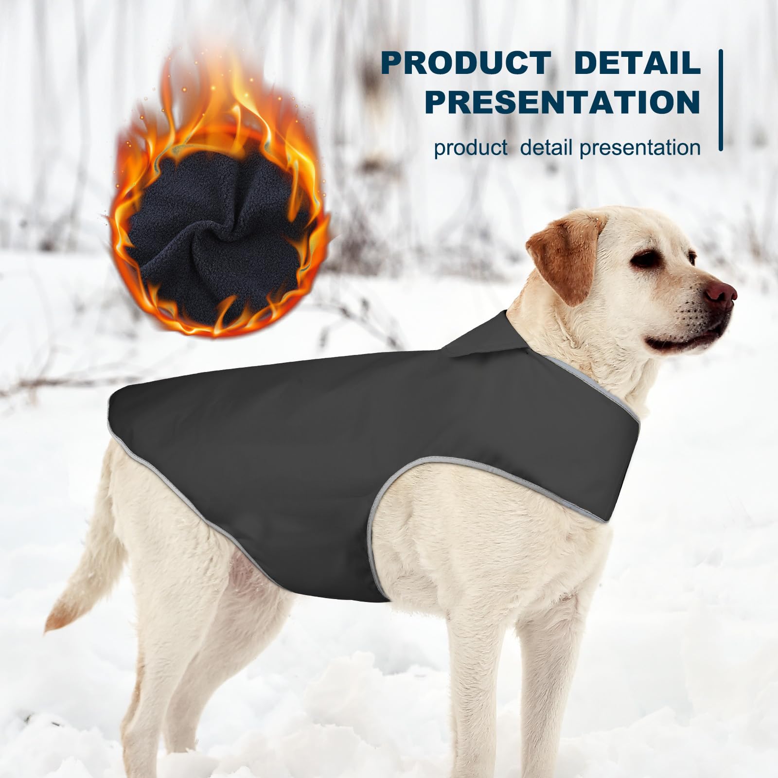 Reflective Dog Raincoat: Lightweight, Adjustable Vest - Warm Dog Coat for Large Dogs (Gray, X-Large) - Image 3