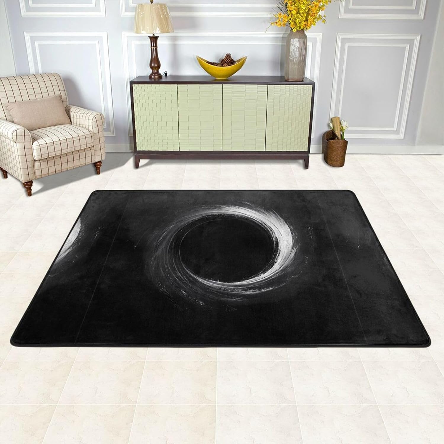 Black Hole Vortex Prints Anti-Slip Floor mat Carpet Rug 72"x48" for Living Room Office Coffee Table Bed Balcony