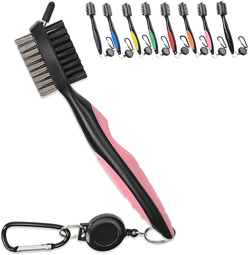 Miniatura 5 de Mile High Life Cepillo para palos de golf, limpiador de ranuras con cable de extensión retráctil de 2 pies y mosquetón de aluminio, accesorios