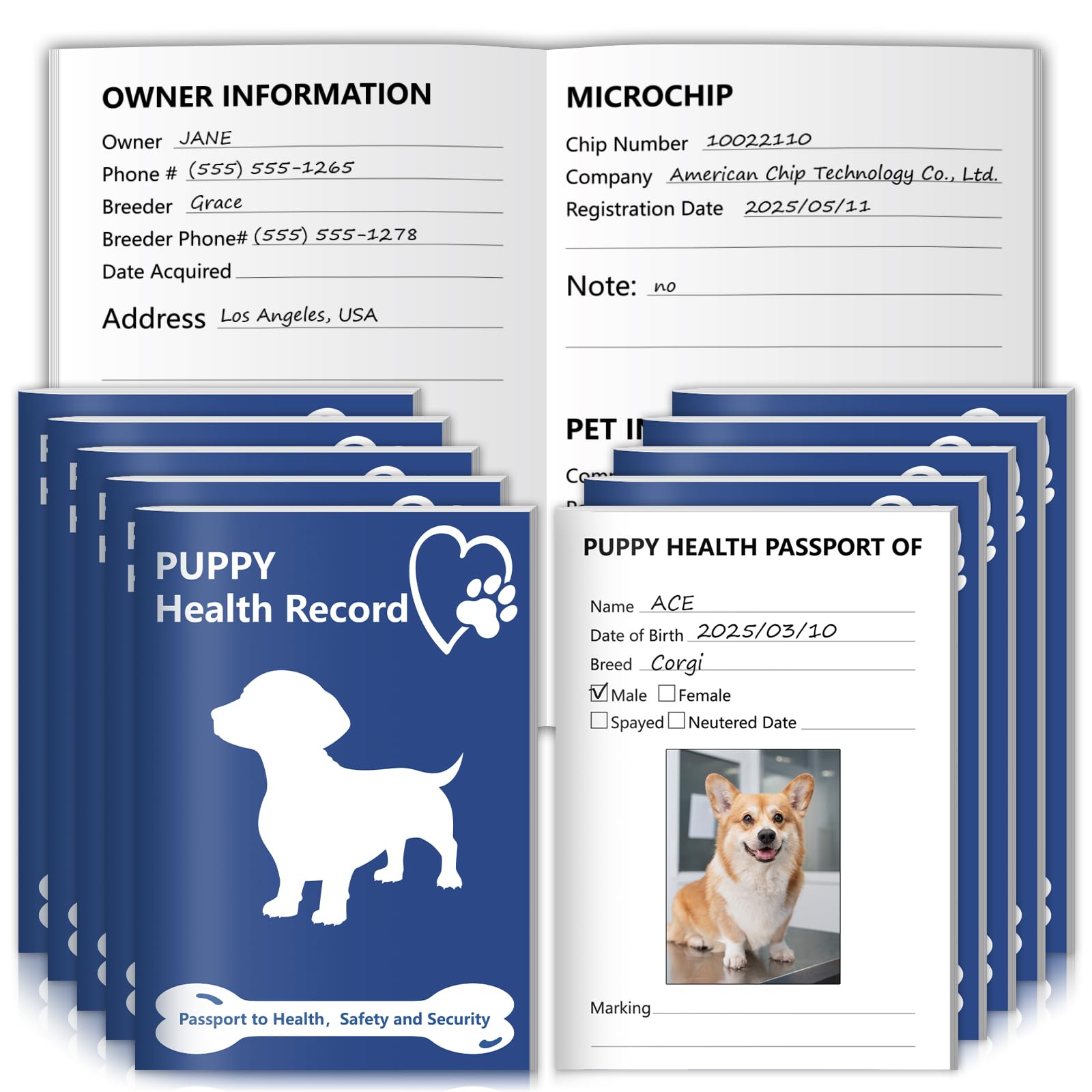 10 Pack Puppy Shot Record Booklets 12 Sheets Per Pack Dog Vaccination Record Book Dog Health Records 5*3.5inch Dog Information Record Notebook dog