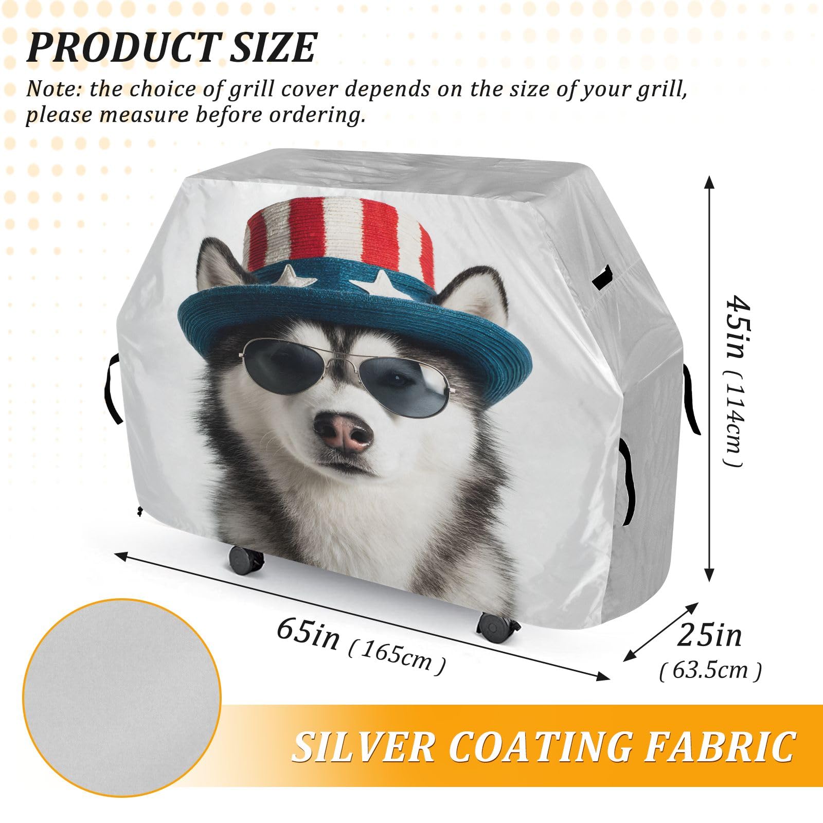 Wysokiej jakości pokrowiec na grilla wodoodporny pokrowiec na grilla odporny na blaknięcie pokrowiec na grilla wytrzymały pasuje do szerokości grilla do 60 cm Husky w okularach przeciwsłonecznych i