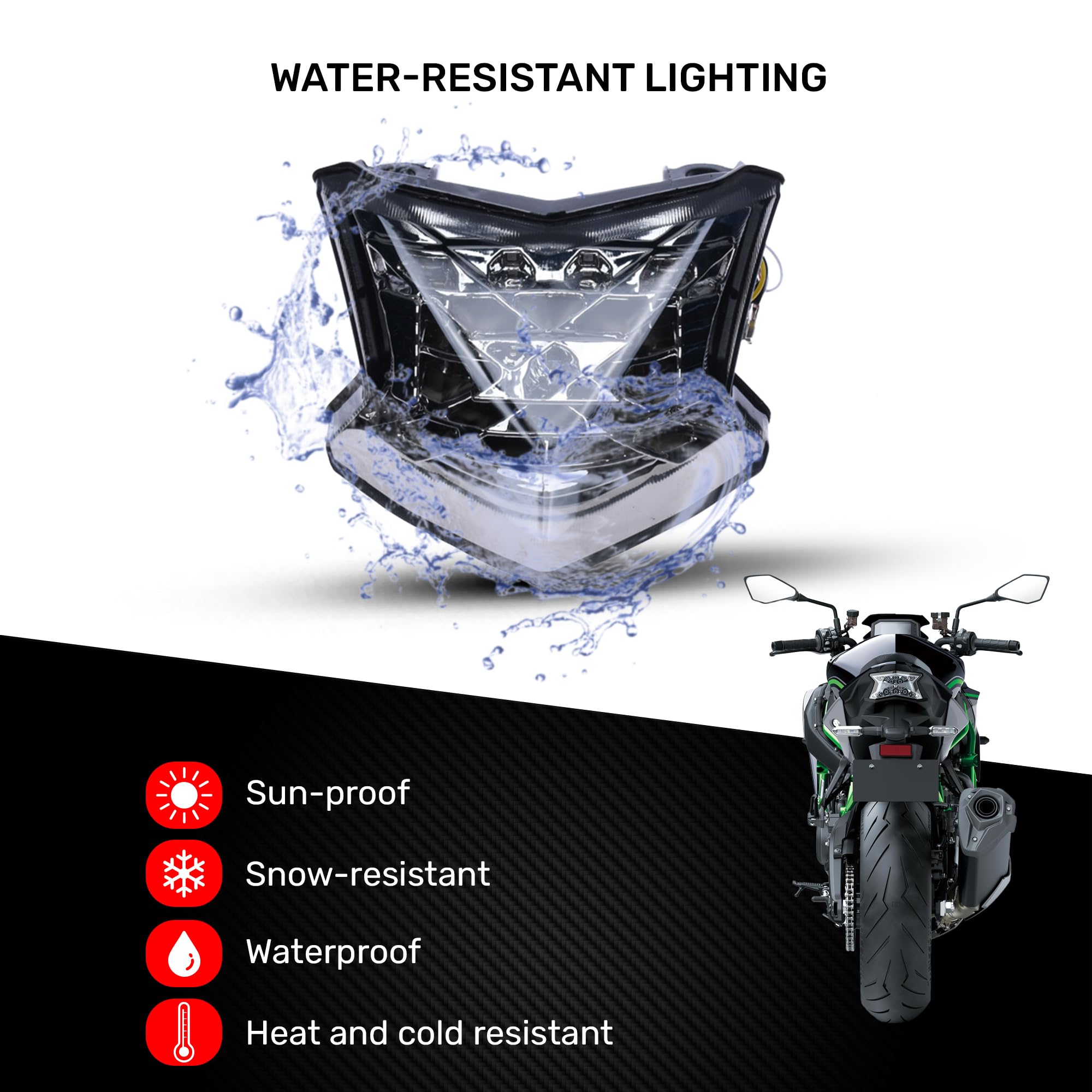 aVDB-moto Fanale Posteriore/Luce Stop LED compatibile con KAWASAKI Z650 Z-650 ER650H 2017-2025, Z900 Z-900/SE 2017-2024, Z H2 ZR1000 2020-2025, NINJA 650 EX650M 2017-2025 + Frecce Integrate (Chiaro)