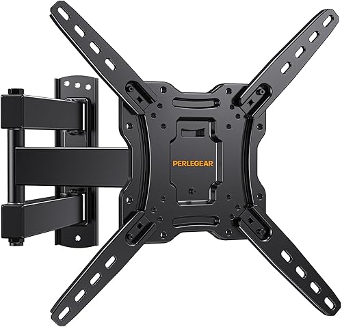 Perlegear Soporte de pared para TV de movimiento completo para televisores planos o curvos de 26 a 55 pulgadas, soporte de pared con brazo