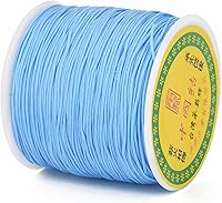 Vista 2 de Cheriswelry 100 yardas/rollo de cuerda trenzada de nailon de 0.031 in, color azul cielo claro, cordón de nudo chino, cuerda de cuentas