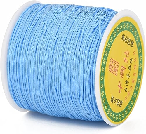 Miniatura 2 de Cheriswelry 100 yardasrollo de cuerda trenzada de nailon de 0.031 in, color azul cielo claro, cordón de nudo chino, cuerda de cuentas para