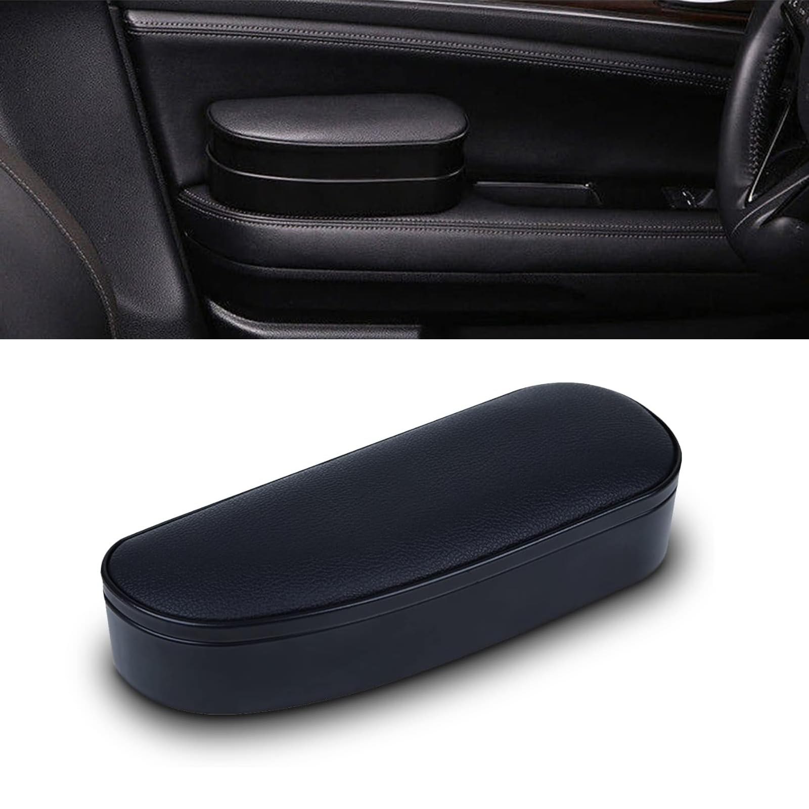 ZKFARPack-1 Car Armrest Support Left Elbow Pad Extender, 8.66In x 3.14In Height Adjustable Comfort Central Lift Storage Box, Relieve Driver Arm Fatigue Car Armrest Cover, for Most Cars (Black)