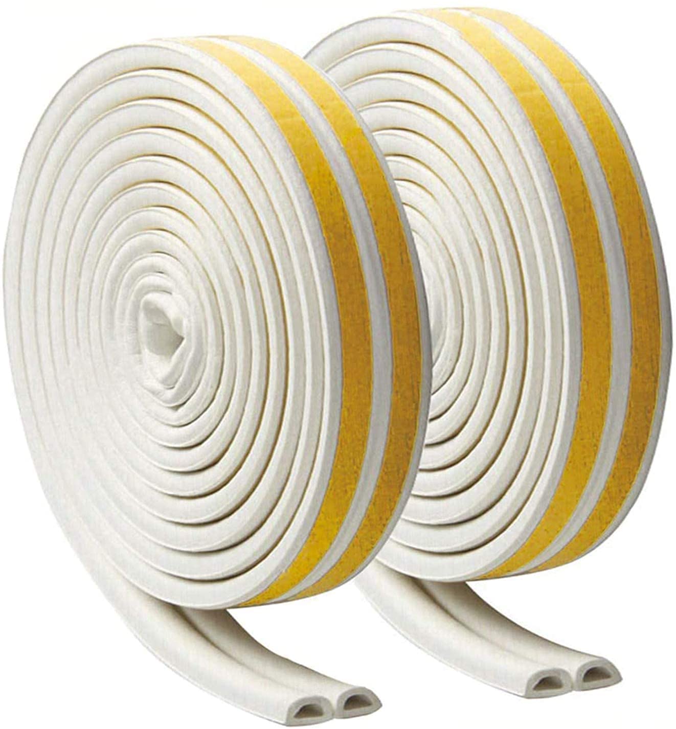 Farzeo Weather Strip Tape Door Window Draught Excluder Anti-Collision Weather Stripping Self Adhesive, Rubber D Type EPDM Foam Soundproofing Avoidance Rubber Weatherstrip, 2 Seals Total 10M