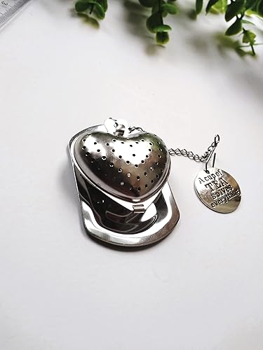 Heart Tea Infuser with Drip Tray and Quotation - Do What You Love, Love What You Do