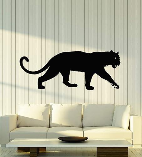 Vinilo adhesivo para pared, diseño de pantera, gato grande, bestia, depredador, animal, decoración grande (g3013), color negro
