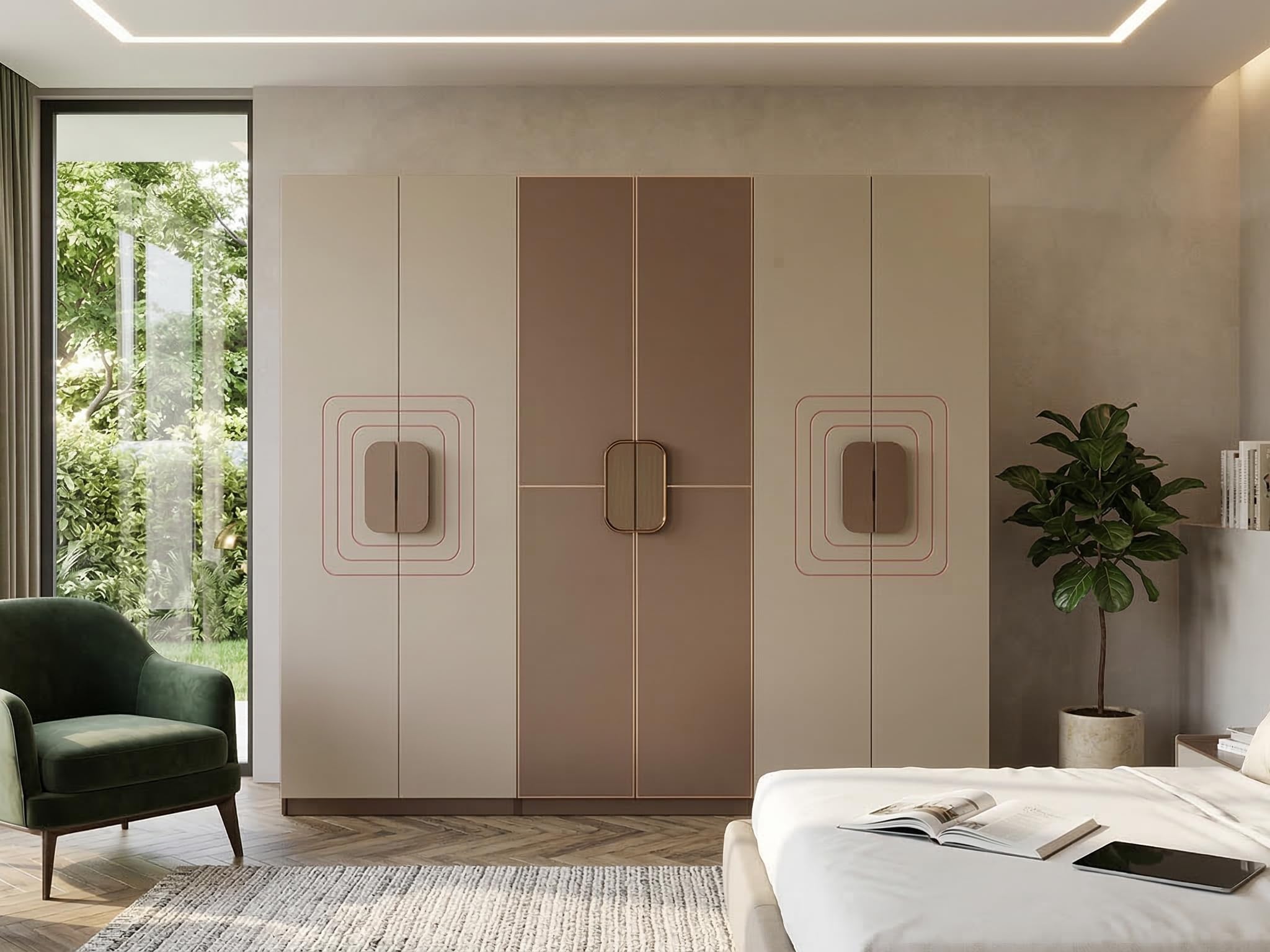 Turkey 03 6 Door Wardrobe with Mirror & Storage Shelves | Engineered Wood Bedroom Wardrobe | Large Storage Cabinet | Premium Bedroom Furniture-image-47