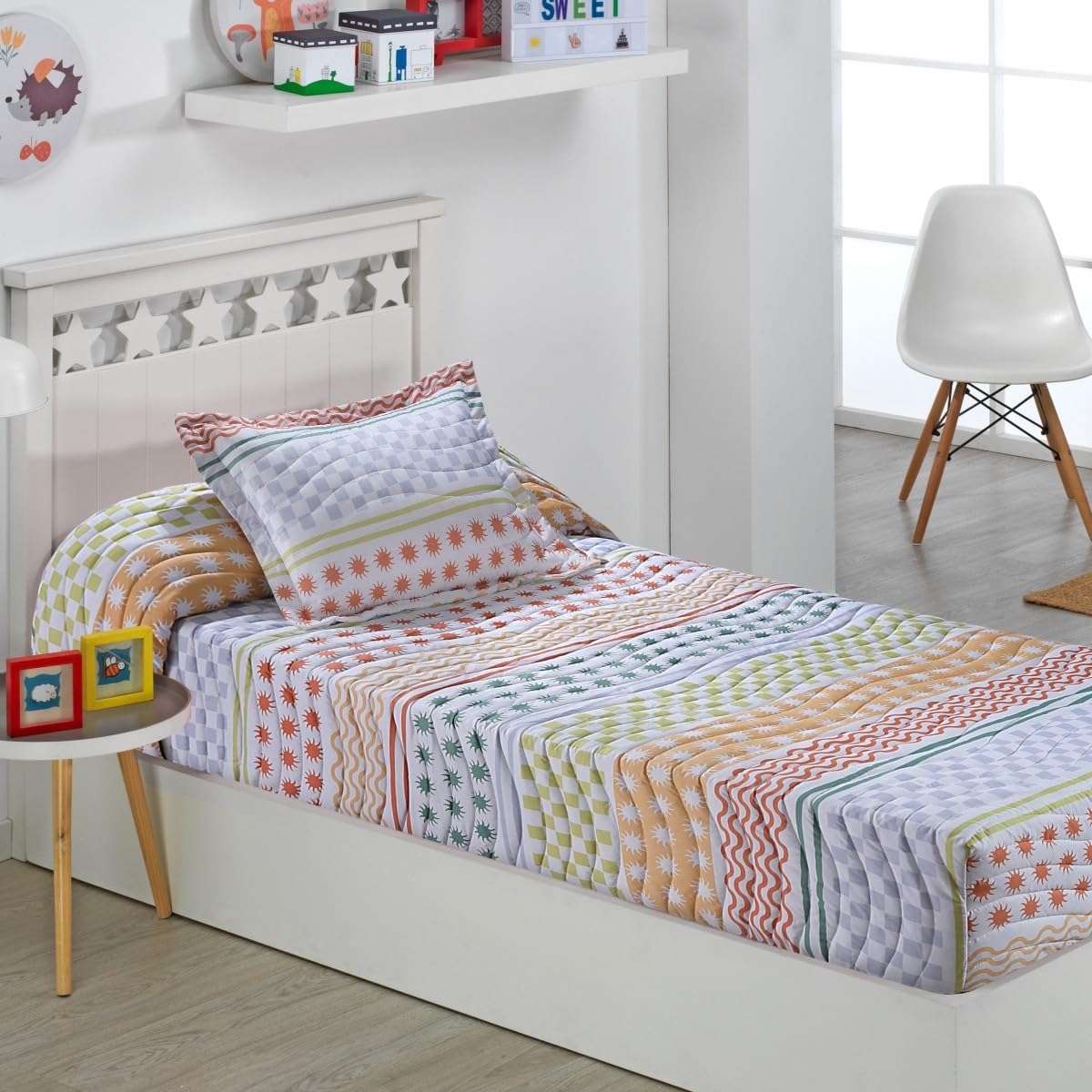 Colcha Bouti Ajustable Cama Nido Infantil y Juvenil de Verano Marsella Color Único Talla Cama 90