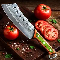Cutelo Profissional Aço Inox Texturizado Faca de Churrasco Artesanal Cabo Ergonômico Esmeralda Full Tang Acompanha Bainha de Couro Premium