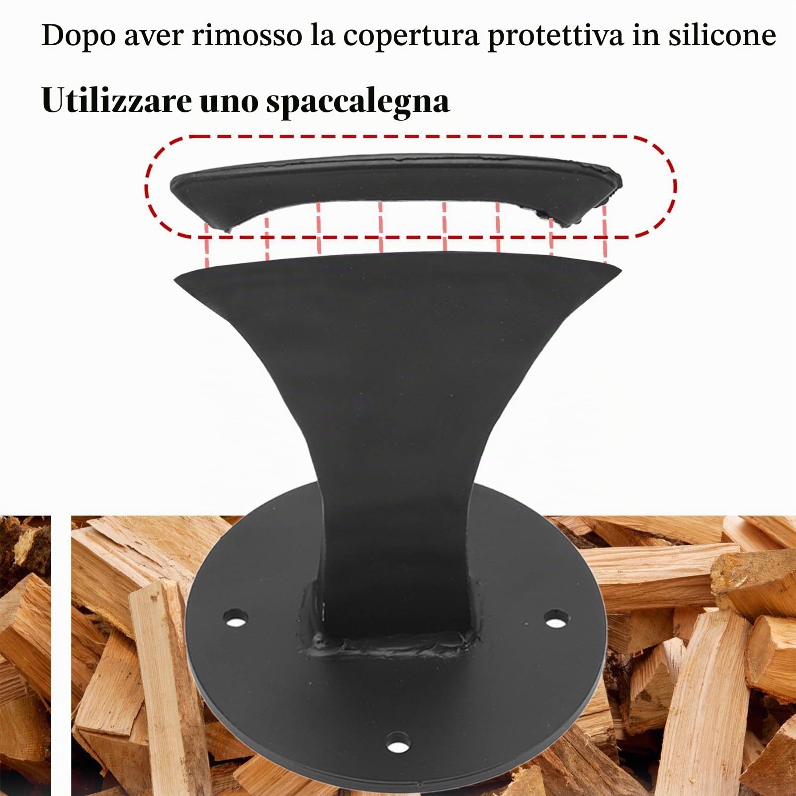 BigKing Spaccalegna Manuale - Cuneo Spaccalegna in Acciaio con Guaina in Silicone, Spaccatrice Veloce Tronchi Heavy Duty Spaccalegna da Ardere per Piccola Stufa a Legna Camino